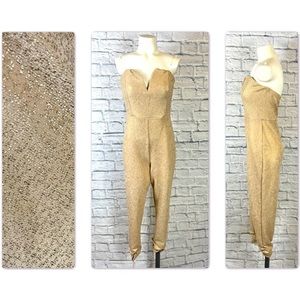 💛Disco Pinup Gold Shimmer Retromagical Strapless Jumpsuit💛